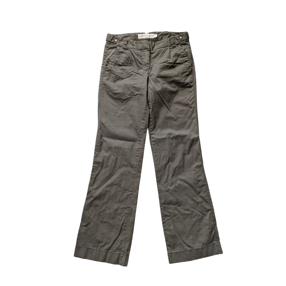 Y2K J.Crew Chino Classic Twill Pants 0S Brown Cotton Flare Beachy Office Siren